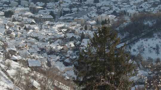 布拉索夫，雪，城市景观，建筑物