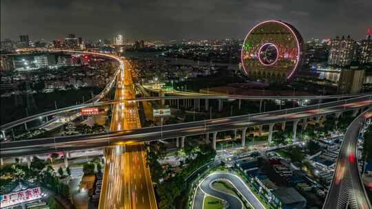 广州圆大厦夜晚延时