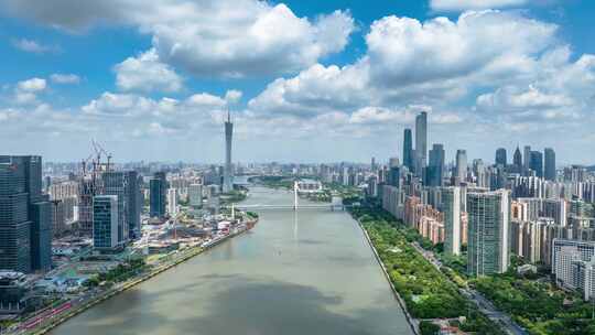广州珠江两岸建筑群视频素材模板下载