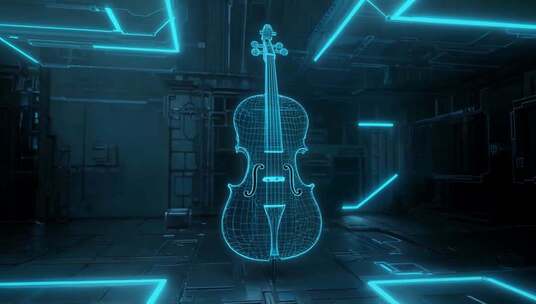科技感空间中的虚拟大提琴