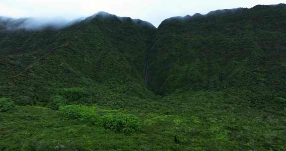 留尼汪岛，瀑布，森林，山脉