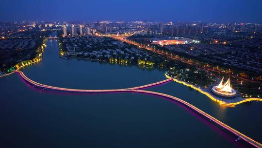 苏州金鸡湖夜景航拍