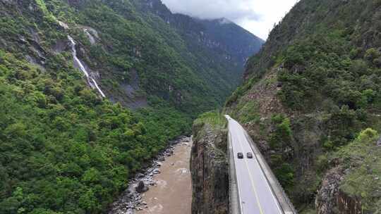 云南丙察察公路那恰洛峡谷风光航拍