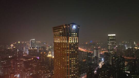 静安区夜景航拍夜景