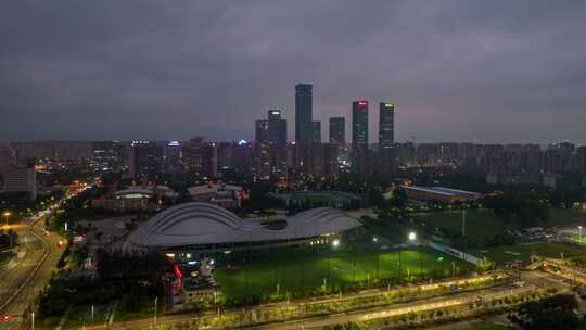 西安高新区CBD夜景延时航拍