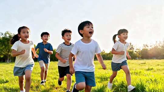 孩子奔跑 欢声笑语 小孩子童年 六一