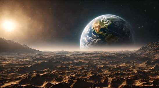 动画背景地球和其他太空行星V4