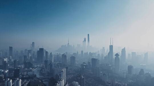 上海大雾天航拍