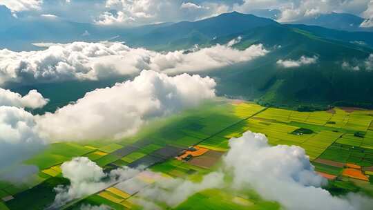 农业农田田野耕地田地美丽乡村云海农村ai