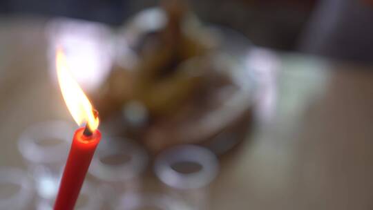 春节 过年 祭拜 祭祀 蜡烛视频素材模板下载