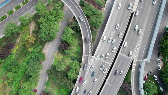 天津城市立交桥道路交通地铁轨道航拍