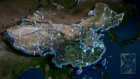 中国全国地图水系三维3d（E3D）