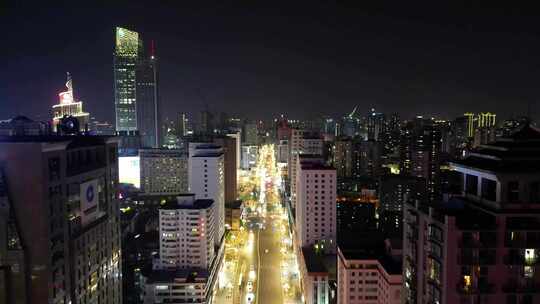 航拍云南昆明城市夜景