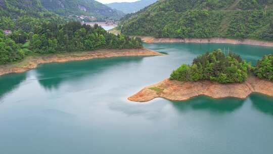 水库湖泊农田水利湖北恩施车坝河水库航拍