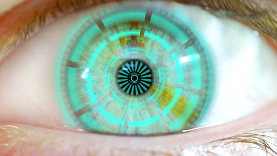 睁开眼睛科技感瞳孔视频素材模板下载