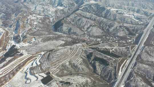 4K航拍北方雪景农村