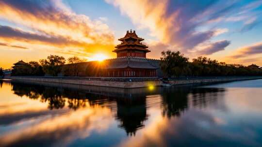 城市地标日出日落延时合集