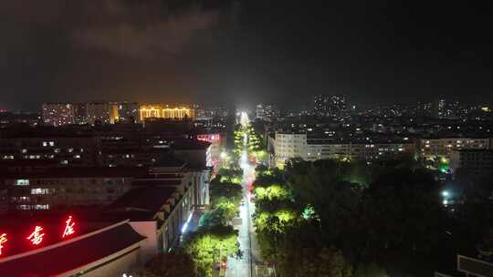 甘肃张掖钟鼓楼夜景航拍