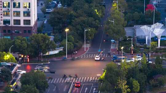 城市十字路口交通车流延时