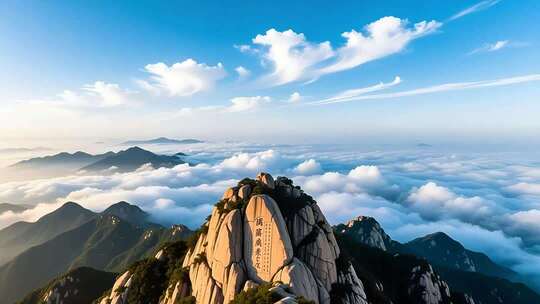 航拍早晨泰山清晨云海4K