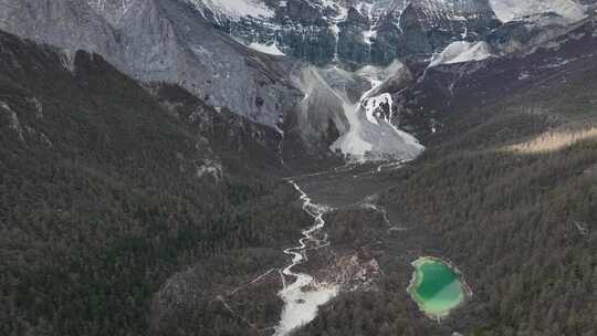 航拍稻城亚丁雪山冰川湖泊合集