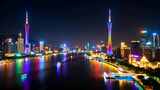 广州塔珠江新城夜景俯瞰高清在线视频素材下载