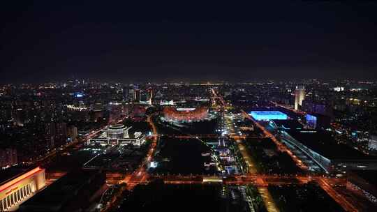 北京中轴线鸟巢夜景