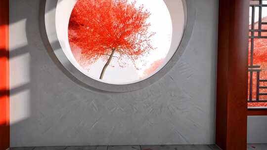 国风庭院舞台背景 中国传统建筑大屏片头