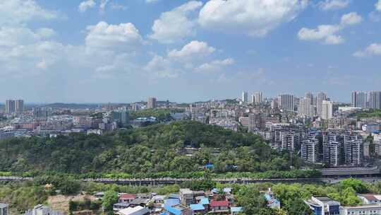 航拍四川自贡龙凤山公园