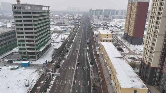 航拍城市雪景石家庄