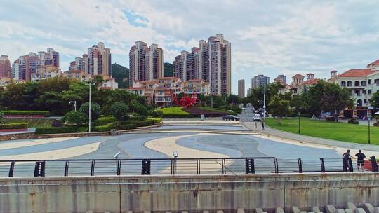 航拍漳州港卡达凯斯海岸线美景