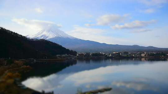 延时富士山上空的云彩