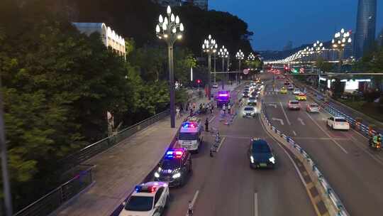 城市道路夜景交通执法素材