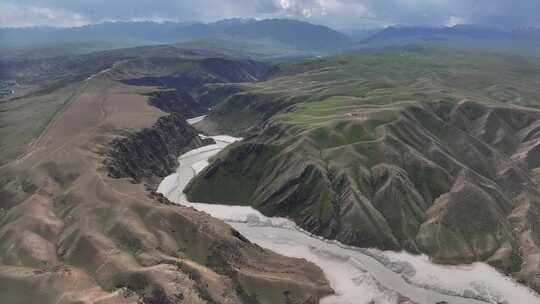 新疆伊犁喀拉峻阔克苏大峡谷航拍自然风光