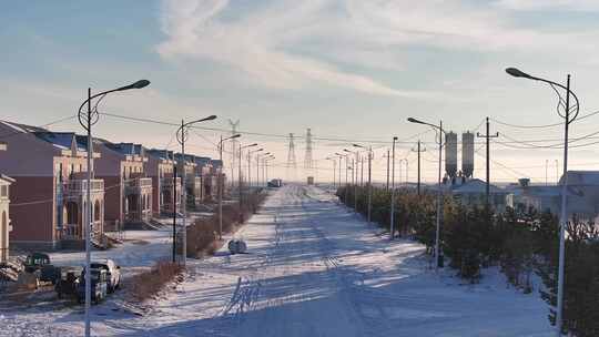 额尔古纳冬季城市冰雪道路