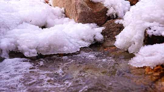 初春 冰雪融化 解冻 冰层 流水 融冰 河流