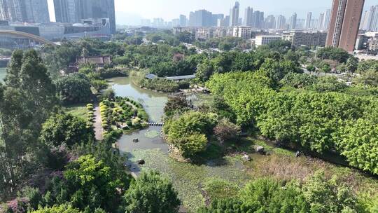 莆田市荔城区玉湖公园木兰溪顺济庙航拍