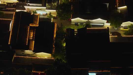 杭州拱墅区大兜路历史街区香积寺夜景航拍