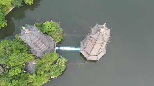 广西桂林日月塔地标建筑航拍