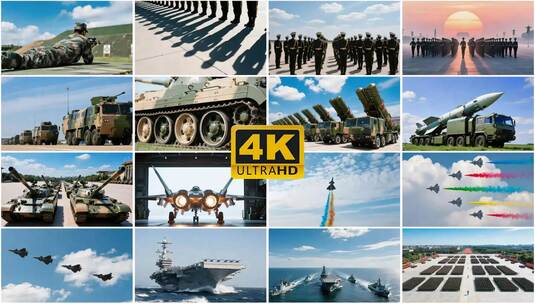 海陆空军队军容军貌军事演习训练演练阅兵高清在线视频素材下载