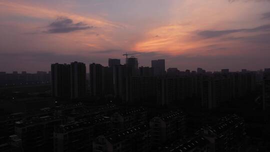 杭州城市傍晚黄昏景色