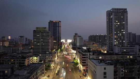 城市夜景交通车辆行驶航拍