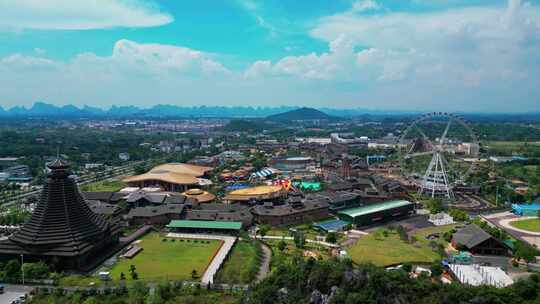 航拍桂林融创度假区乐园和雁山度假区酒店群