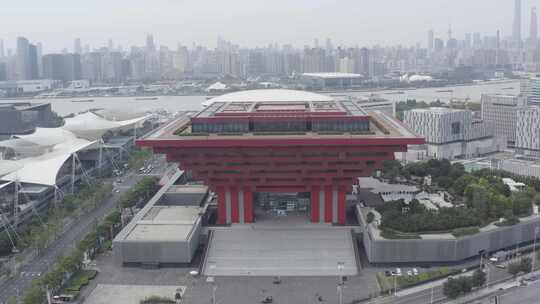 4K原素材-航拍上海世博展览馆-4