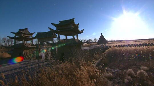 古人类遗址 内蒙古巴彦淖尔镜湖视频素材模板下载