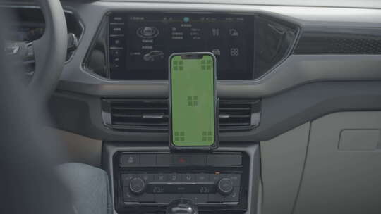 开车车内手机视频通话绿幕绿屏抠像素材