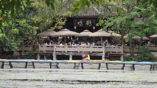 成都人民公园划船/美景人物游客游人视频素材模板下载