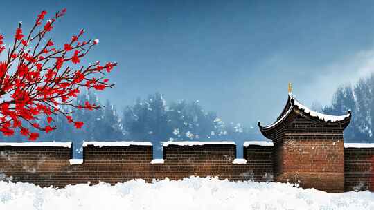 雪中古城墙建筑历史文化旅游景点纪录片