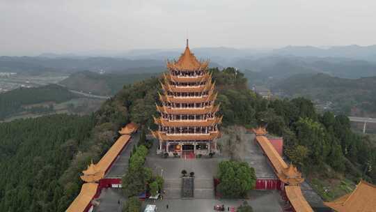 航拍四川遂宁灵泉寺风景区