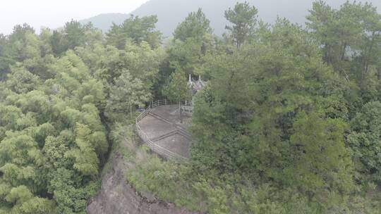 浙江衢州江郎山景区凉亭航拍环绕